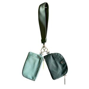 Lululemon Dual IDLM WHT Ideal Mint Pouch Wristlet Clutch Women's Green Logo